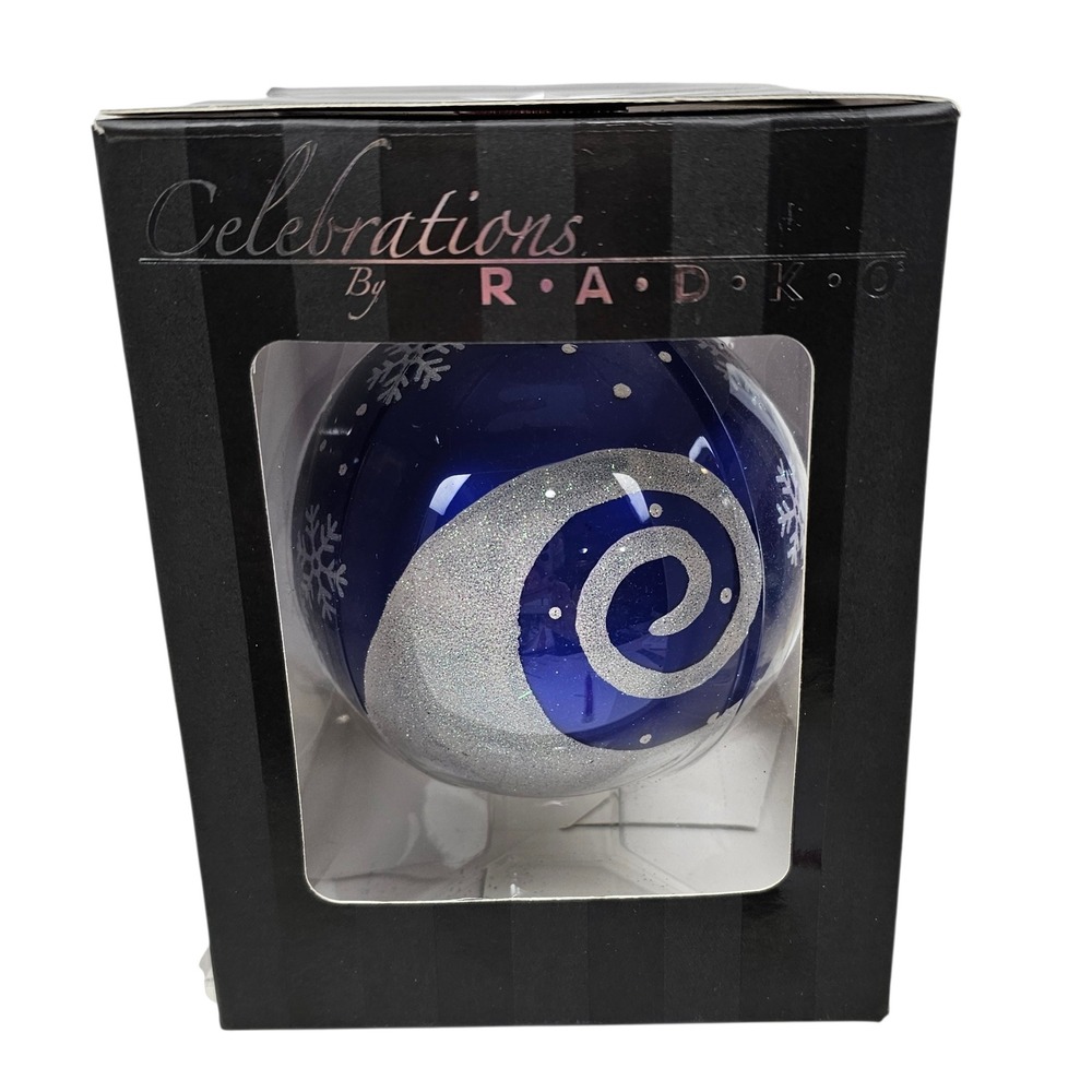 Christopher Radko Celebrations Blue Snowflake Santa Hat Christmas Ornament‎